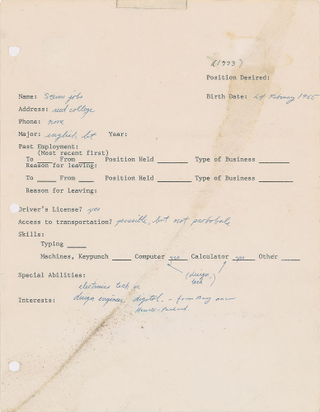 Illustration for article titled Steve Jobs’ Half-Assed Job Application Sells for $174,000